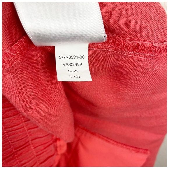 Athleta Playa Linen Wide Crop Pants in Passionfruit Coral Size 14