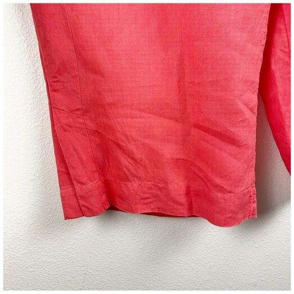 Athleta Playa Linen Wide Crop Pants in Passionfruit Coral Size 14