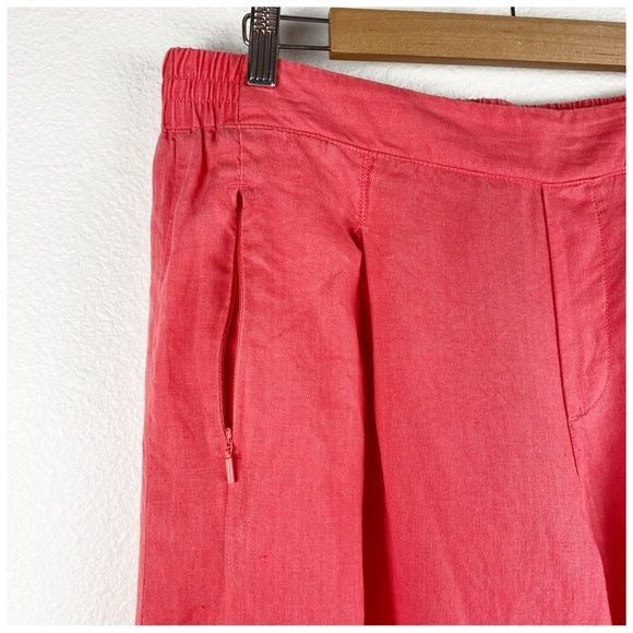 Athleta Playa Linen Wide Crop Pants in Passionfruit Coral Size 14