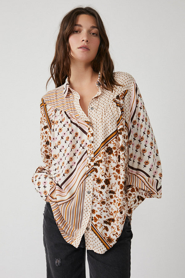 Free People Hazel Printed Button Down - XS