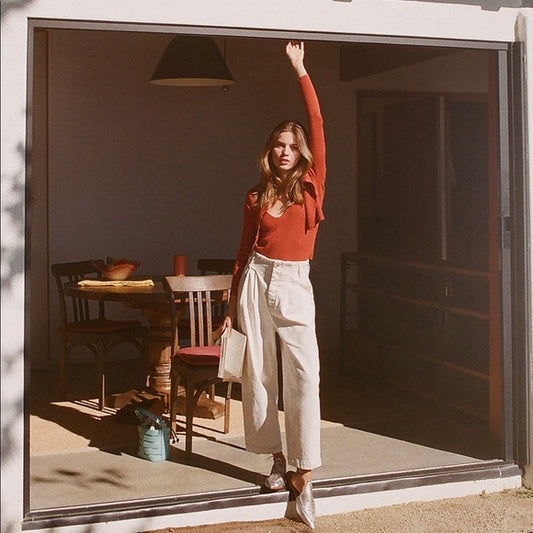 Free People Cream Pleated Pants - 6