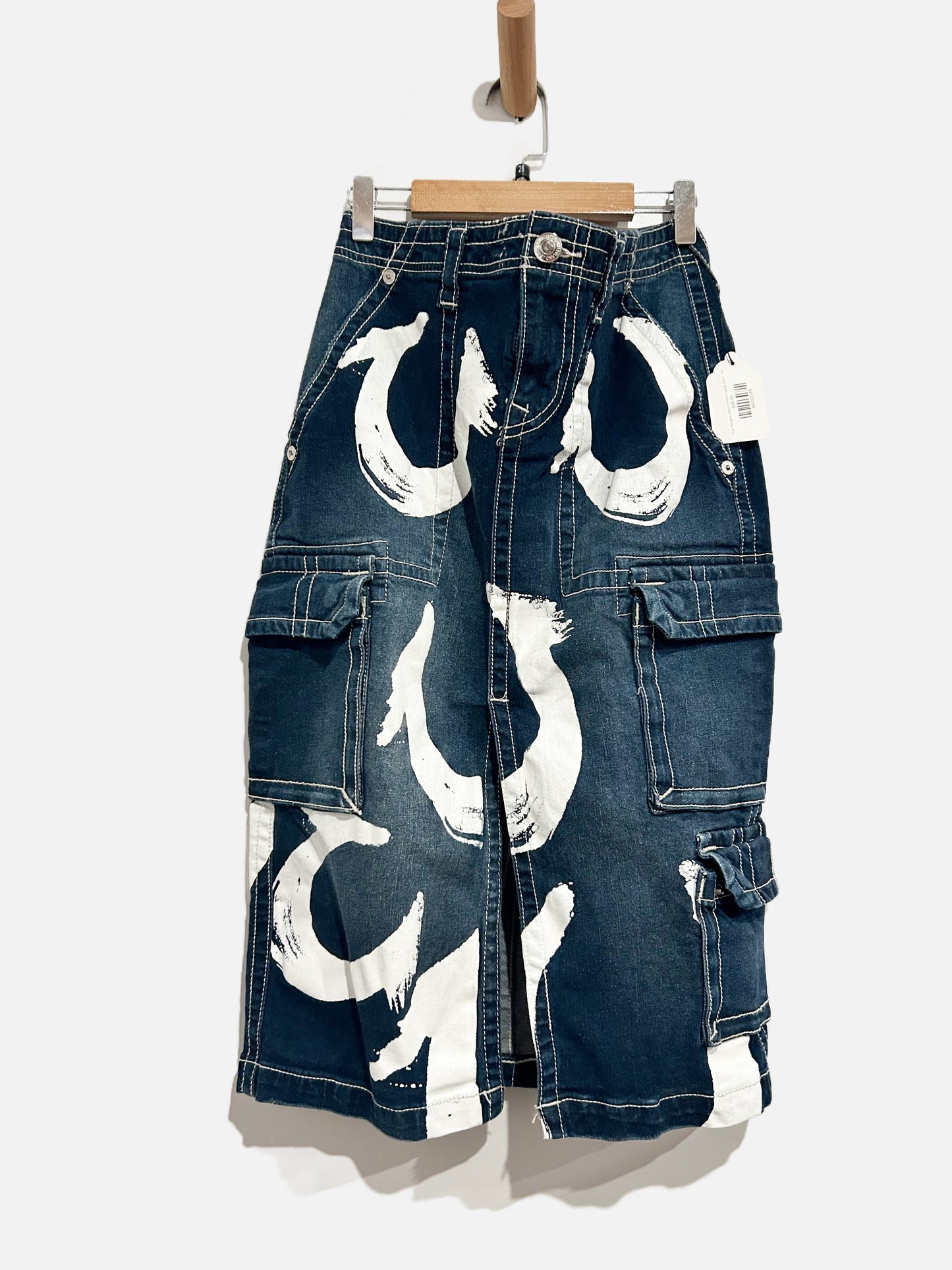 True Religion Denim Paint Cargo Skirt - 26