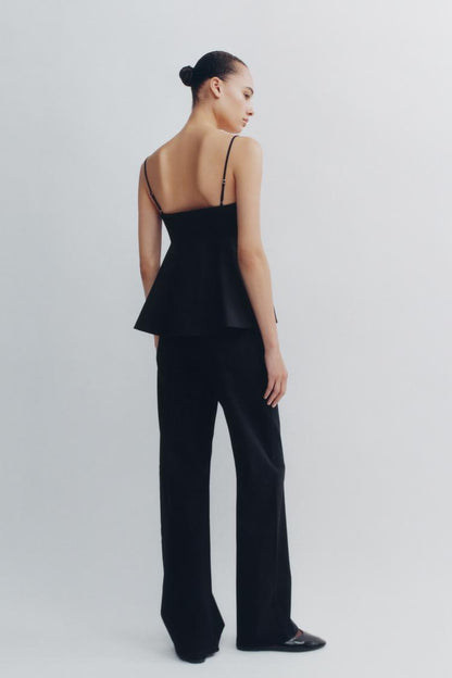 Zara Black Pleated Tank - Large