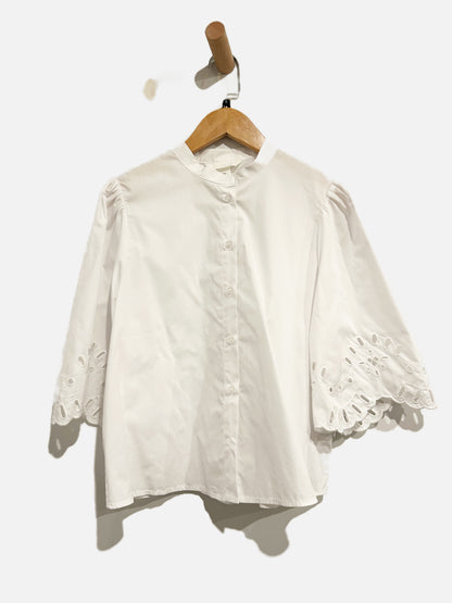 H&M White Eyelet Button Down Blouse - Small