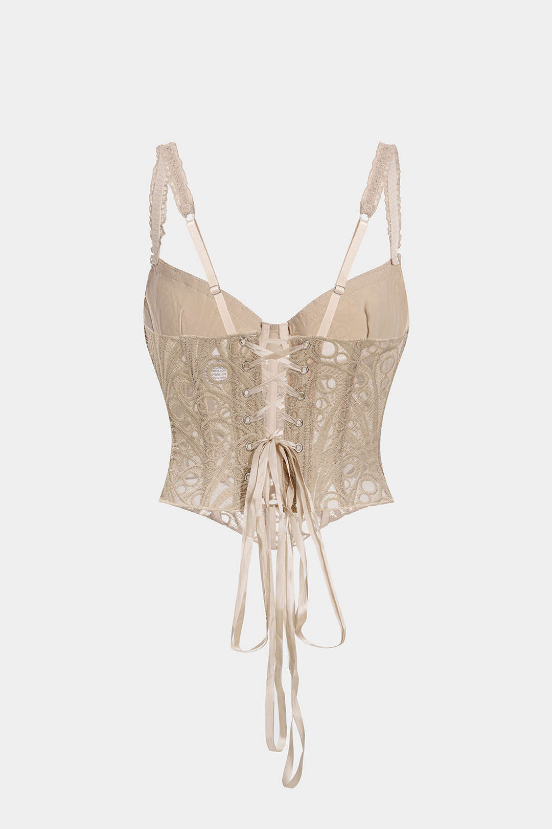 NWT Micas Lace Trim Bustier Corset Tie-Back Cami Top in Khaki - Medium