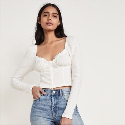 NWT Free People Ladybug Long Sleeve Top in White - Medium