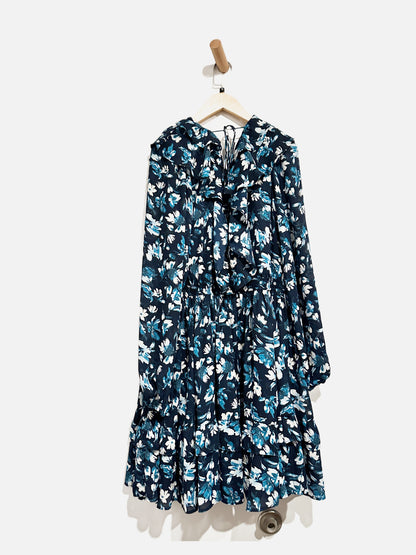 Abercrombie & Fitch Navy Floral Ruffle Mini Dress - XLT