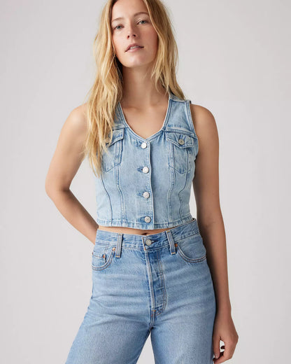 Levi's NWT Bella Denim Corset Vest in I Will - XL