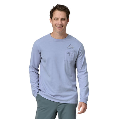 Patagonia Unisex 50 Year Recycled Cotton Pocket Long Sleeve T-Shirt in Pale Periwinkle - S/M
