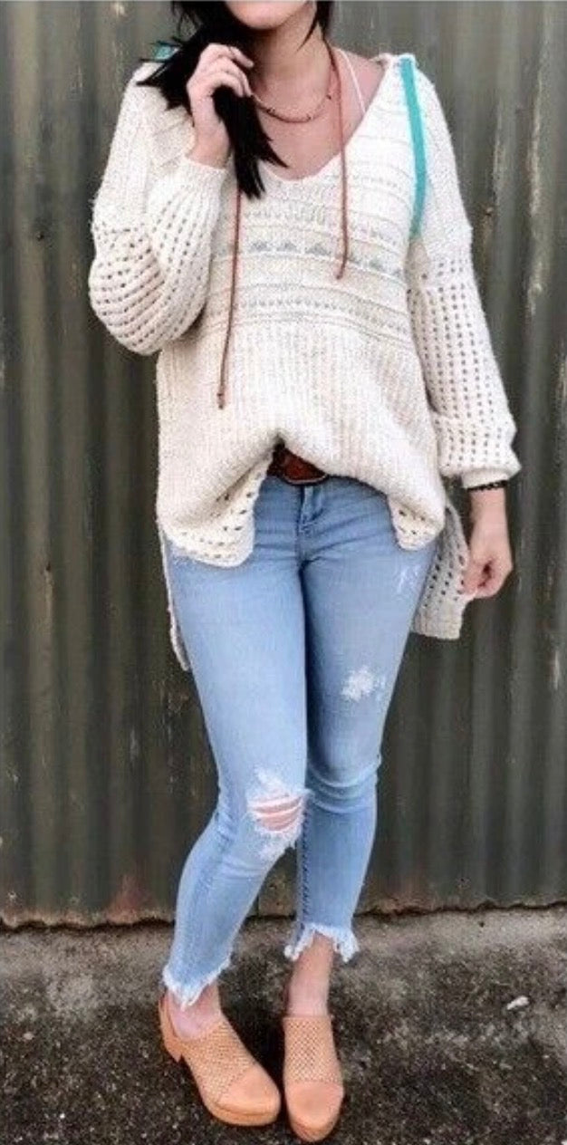 Free People One That I Want Hooded Sweater in Natural - XS