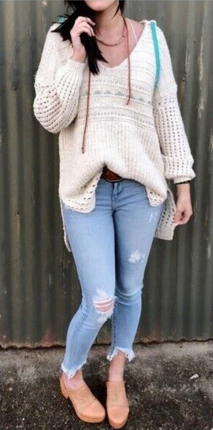 Free People One That I Want Hooded Sweater in Natural - XS
