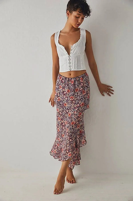 Intimately Free People Pink & Purple Floral Slip Skirt - XS