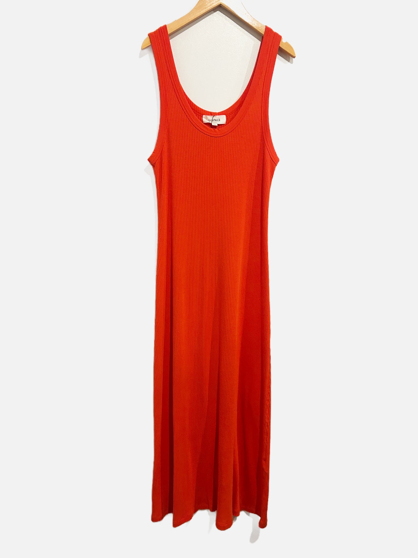 L Space Jenna Ribbed Scoop Neck Dress in Orange - Large