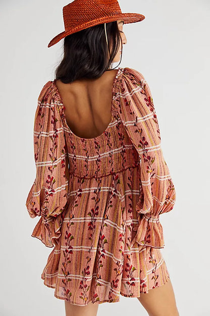 Free People Jackie Mini Dress in Rust Combo - Large