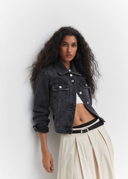 MNG NWT Pocketed Denim Jacket in Black - Large