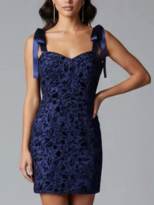 House of Harlow Navy Velvet Mini Dress - XS