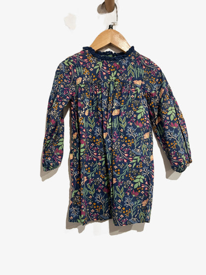 Okie Dokie Blue Floral LS Dress - 3T