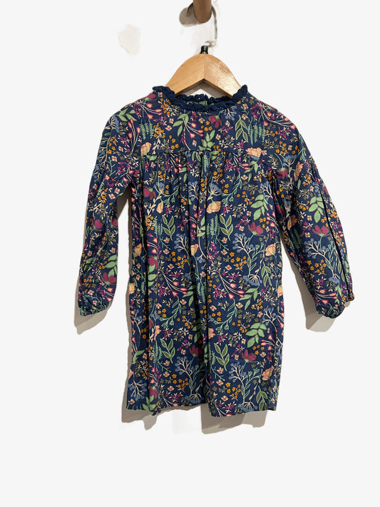 Okie Dokie Blue Floral LS Dress - 3T