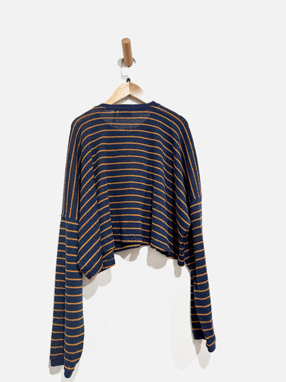 UO Out From Under Blue & Yellow Striped Crop Top - Large