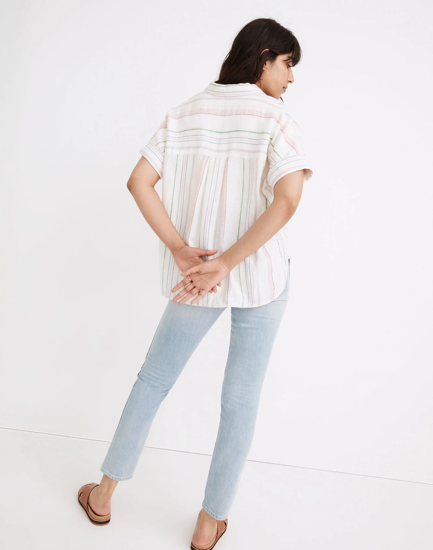 Madewell Colorful Stripe Button Down SS Top - Small