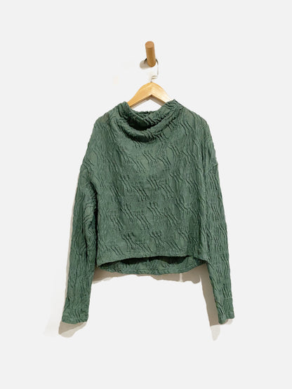 Anthropologie Green Mock Neck LS Top