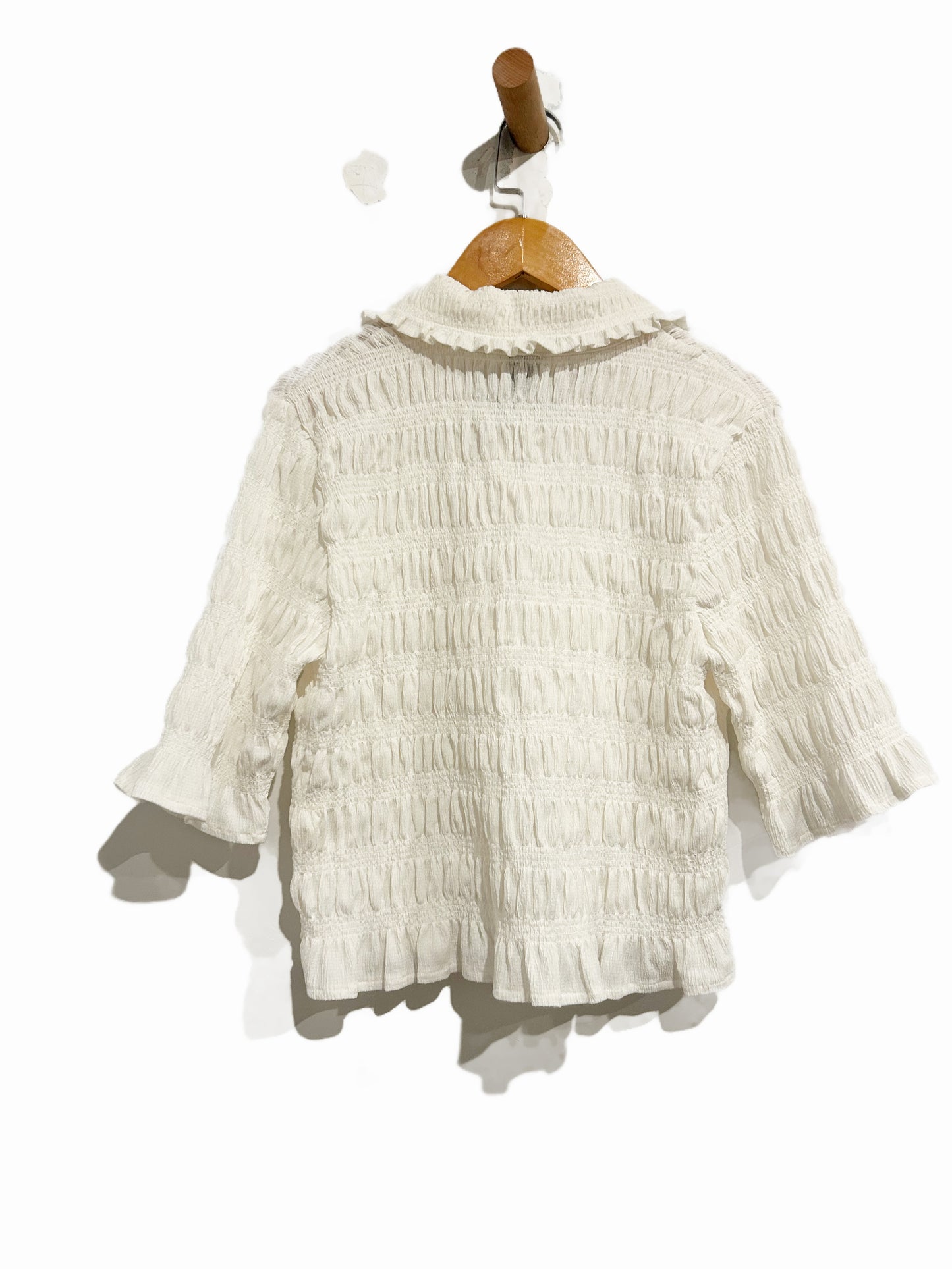 Anthropologie Maeve Smocked Button Front Top in Vanilla - Small