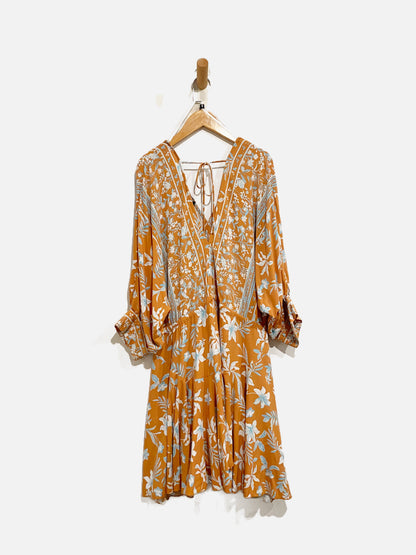 Baltic Born Orange/Blue Floral Dress - Medium