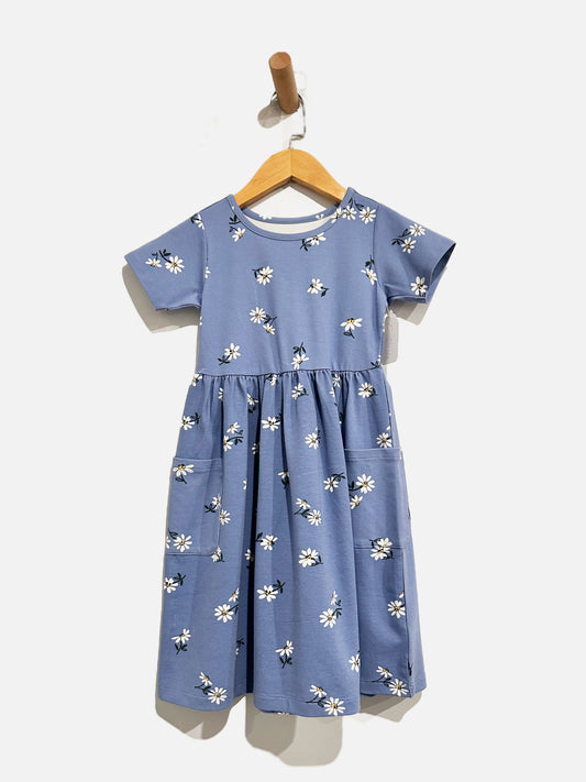Quince Blue Floral Dress - 6Y