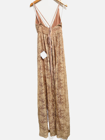 Lulus Stolen Moments Dusty Pink Lace-Up Lace Maxi Dress - Medium