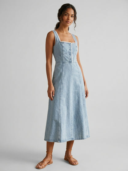 WAYF Denim Midi Dress - Small