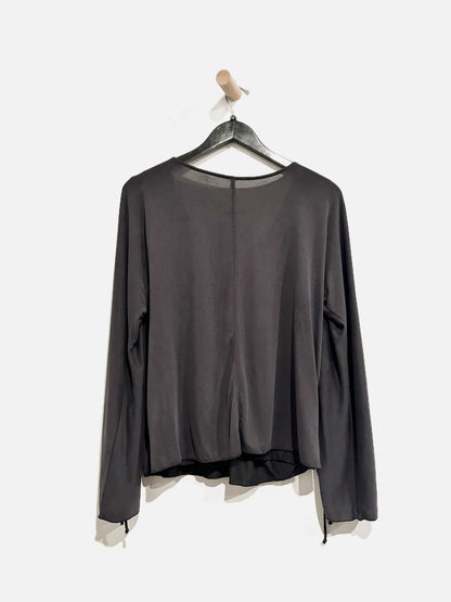 Free People Black V-Neck Wrap Top - XS