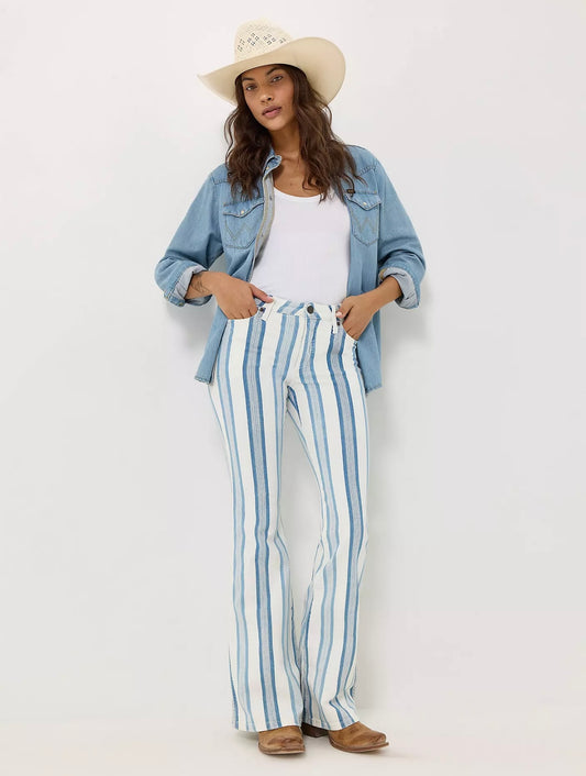 Wrangler Blue and White Stripe Flare Jeans - 28x30