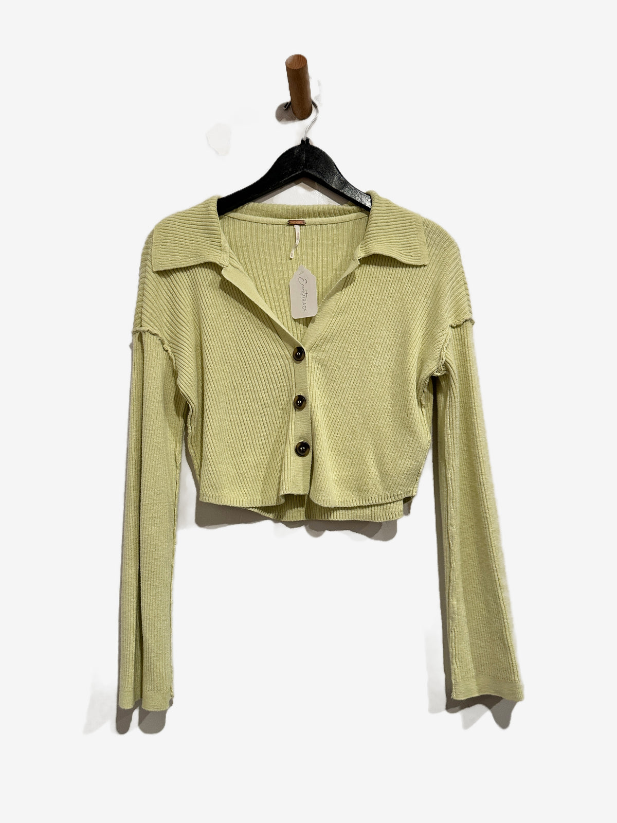 Free People Ella Sweater Shirt in Key Lime Pie - XS