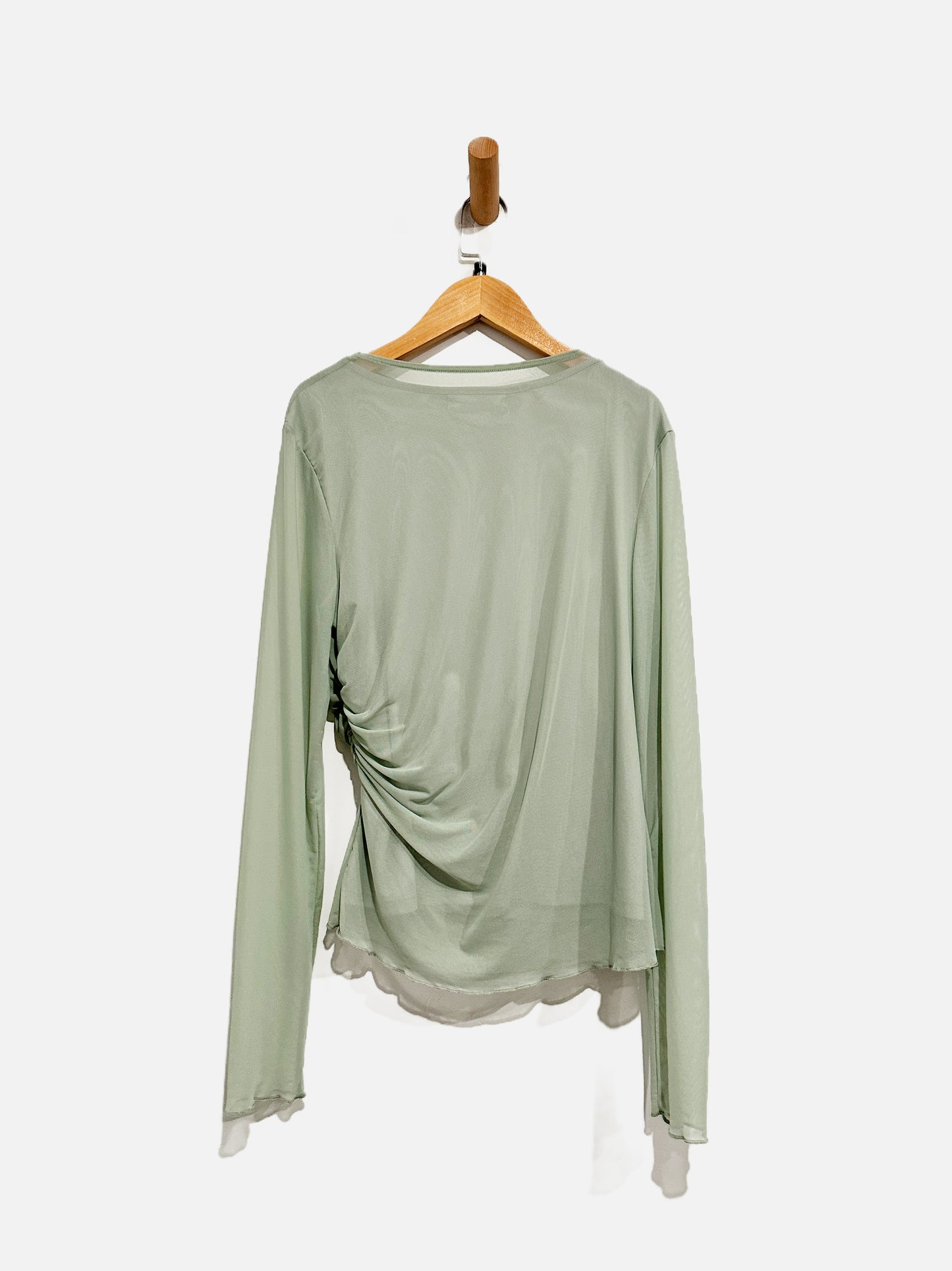 Elodie the Label Mesh Long Sleeve Ruched Top - Large