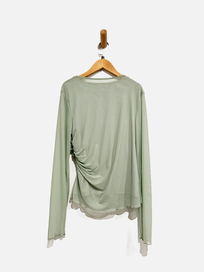 Elodie the Label Mesh Long Sleeve Ruched Top - Large