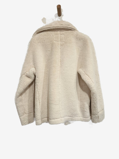 American Eagle Cream Teddy Moto Jacket - Medium
