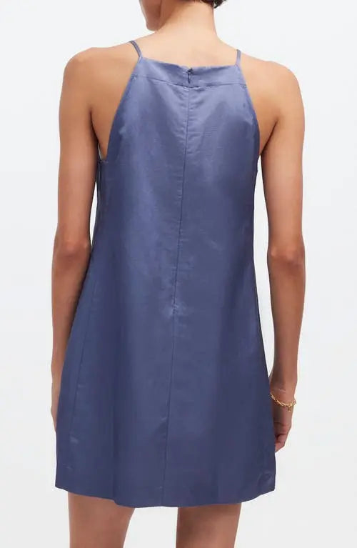 Madewell High Neck Mini Dress in Sunfaded Indigo