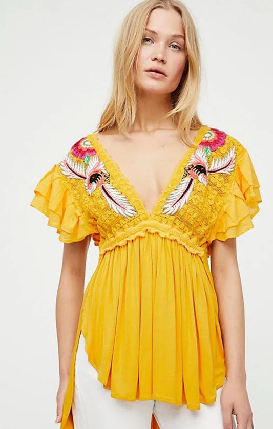 Free People Fiesta Embroidered Tunic - Medium