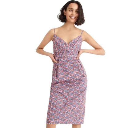 J. Crew Red Floral Midi Dress-4