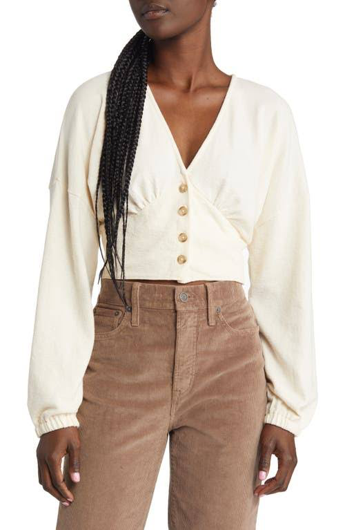 Madewell Cream Button Cropped LS Top - Medium
