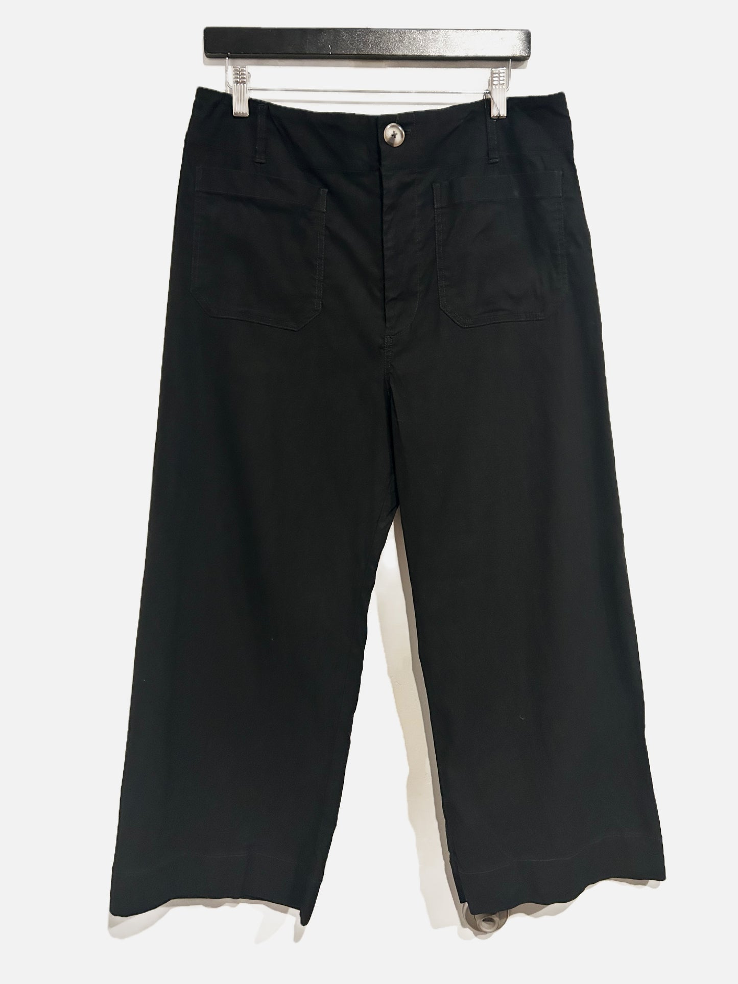 Anthropologie Maeve The Colette Cropped Wide Leg Trousers in Black - 31