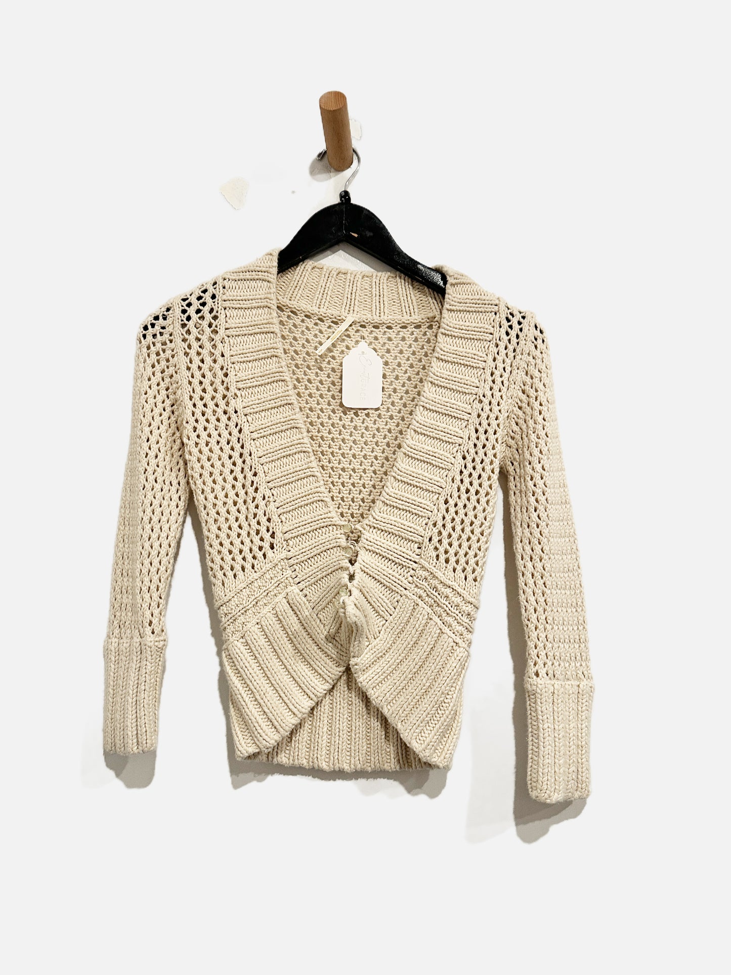 Free People Cream Cable Knit Sweater -Small