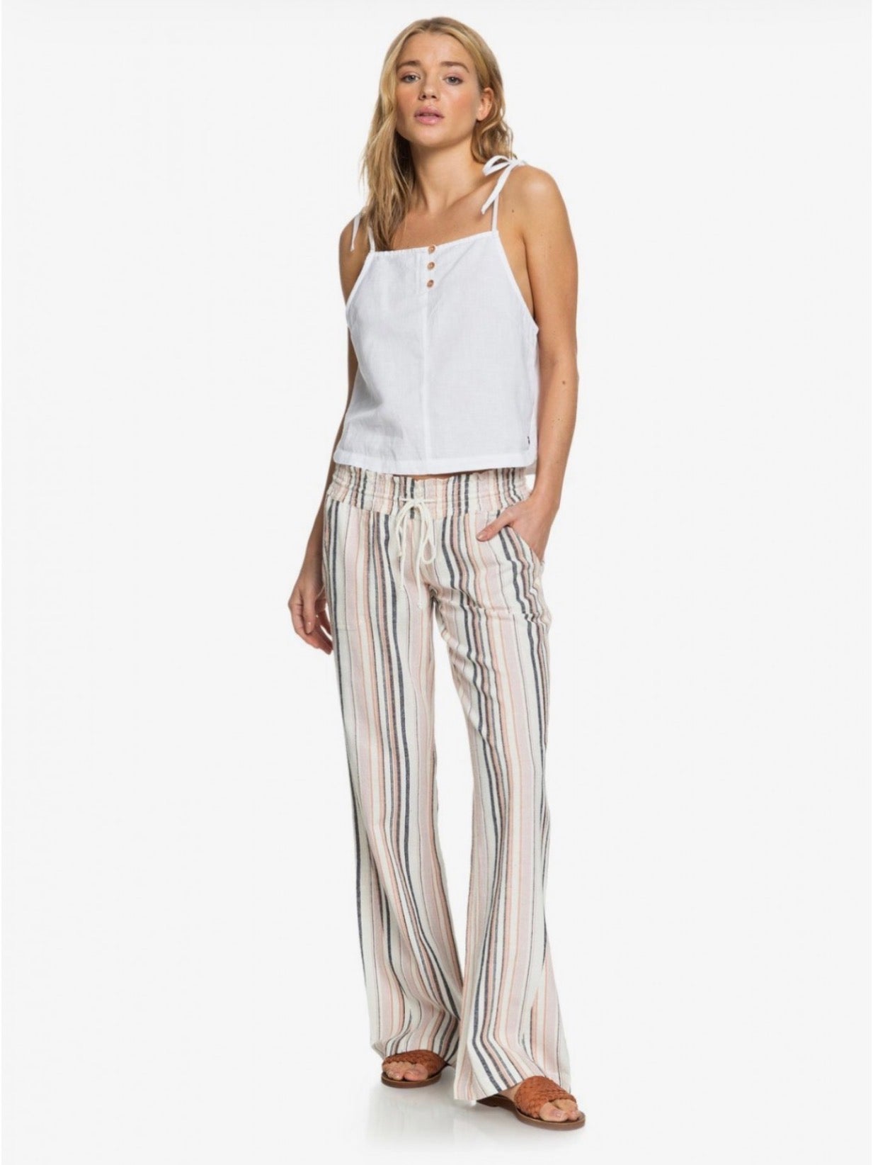 Roxy Oceanside Flare Indigo Stripe Pants - Small