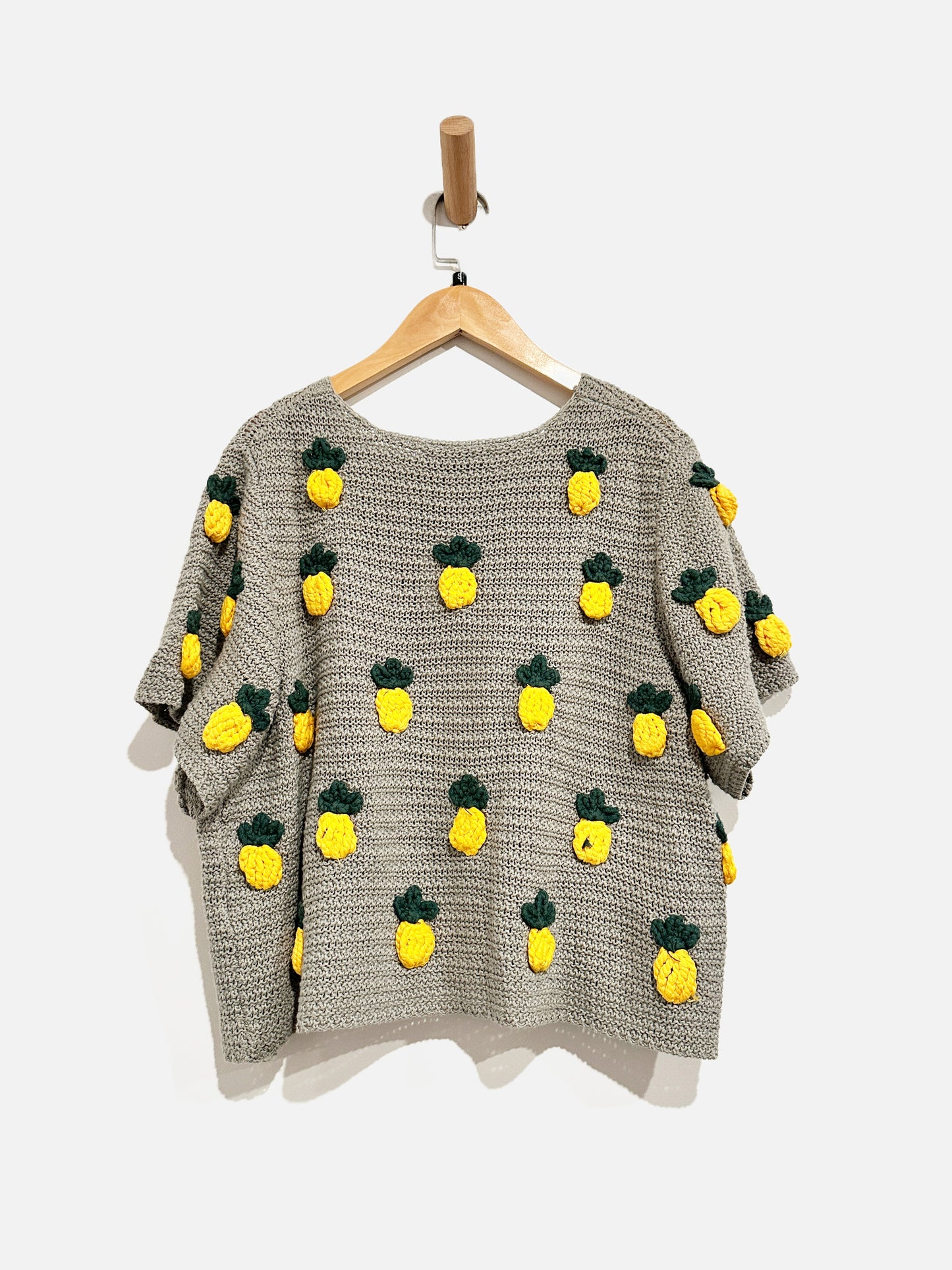 Zara Pineapple Short Sleeve Sweater- Small