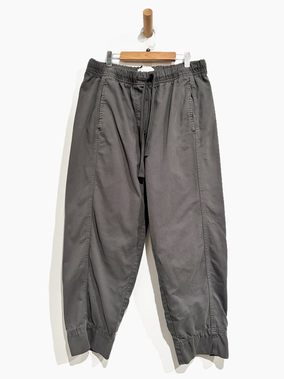 Zara Grey Cotton Trousers with Elasticated Waist - Medium