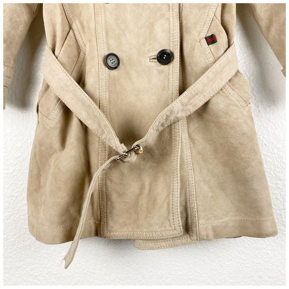 Gucci Toddler Leather Double Breast Trench Coat