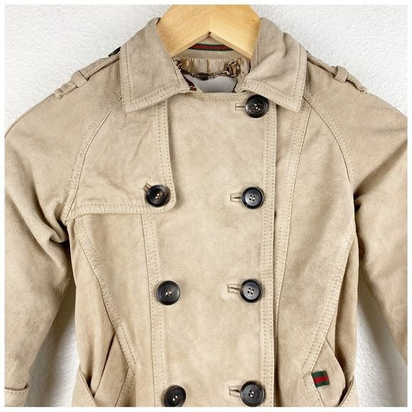 Gucci Toddler Leather Double Breast Trench Coat