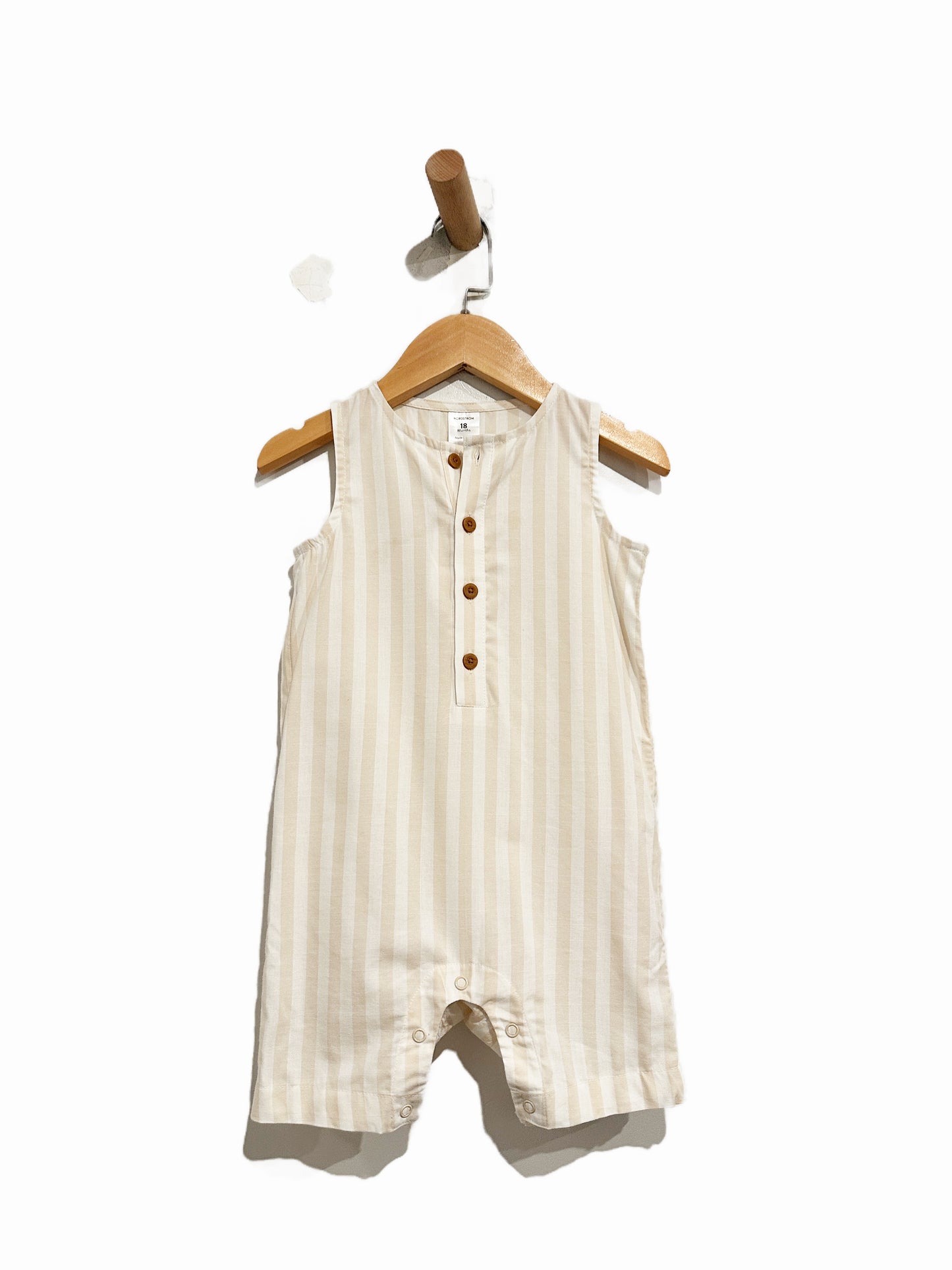 Nordstrom Cream Stripe Onesie - 18m
