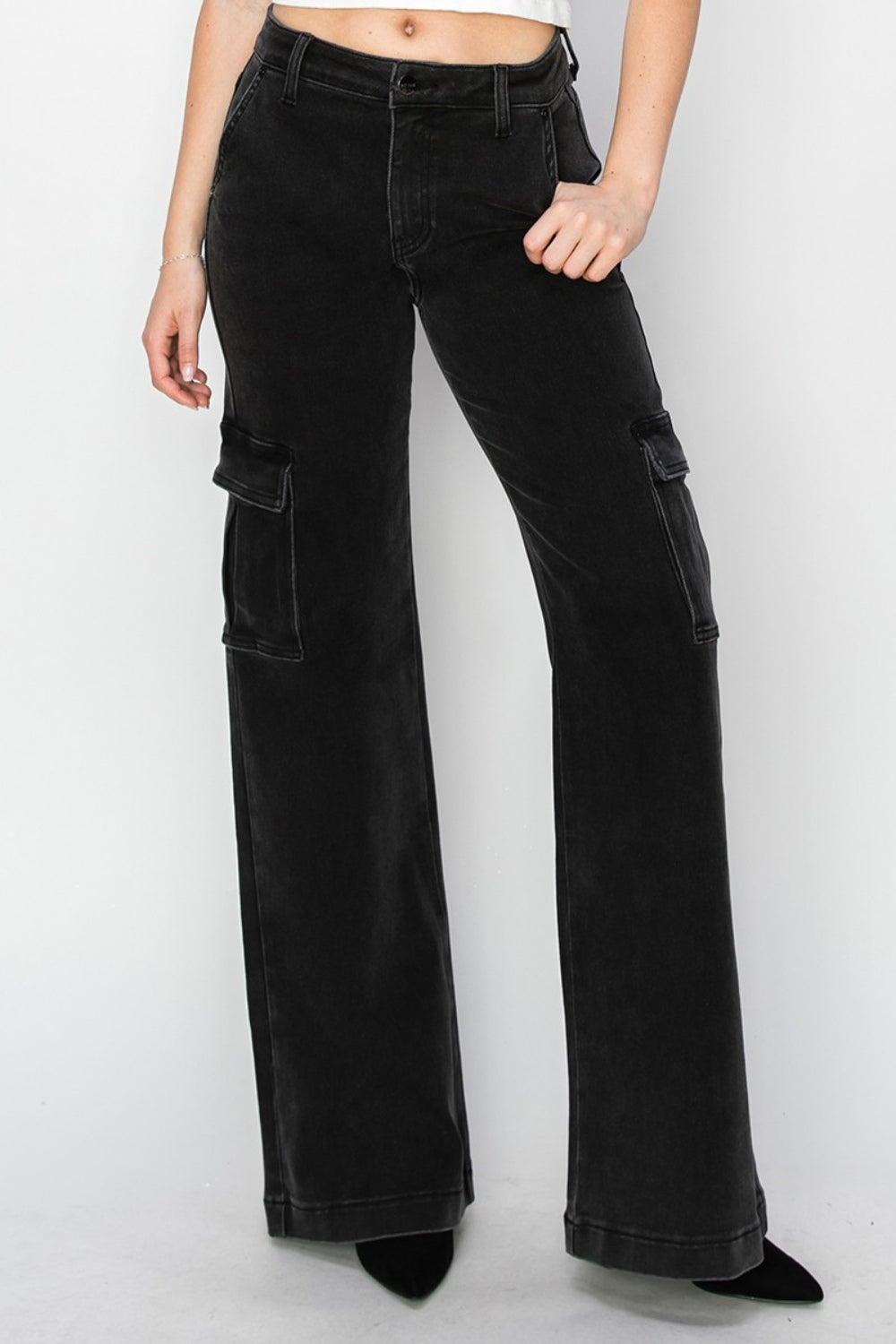 Risen High Rise Wide Leg Cargo Jeans - 0/24