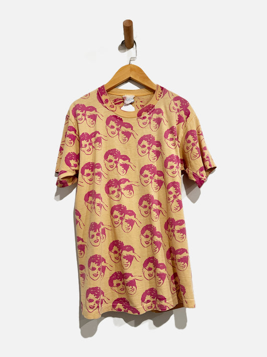 Catch It Vintage Yellow and Pink Face T-Shirt - Medium